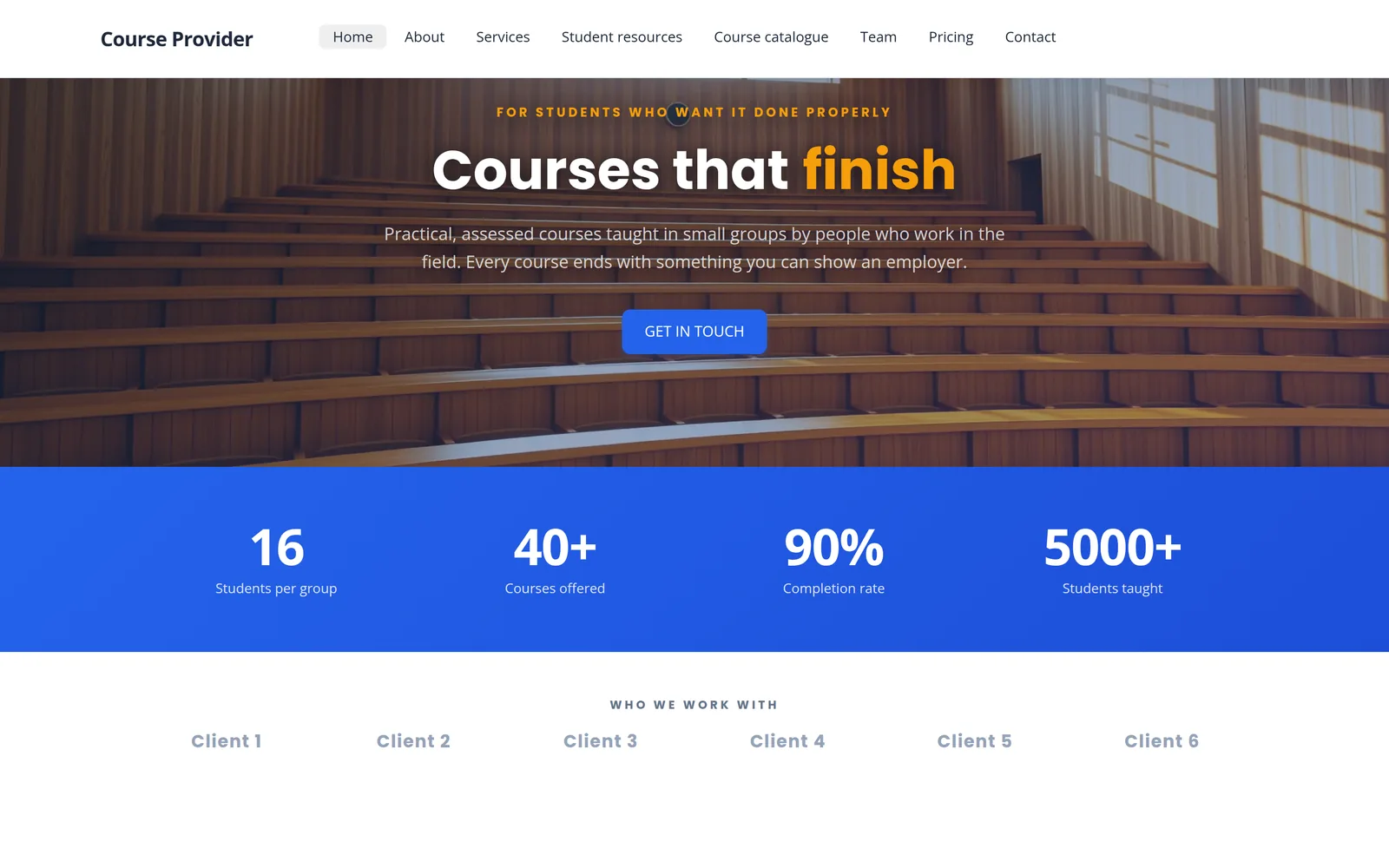 A page from the academy shown in a browser